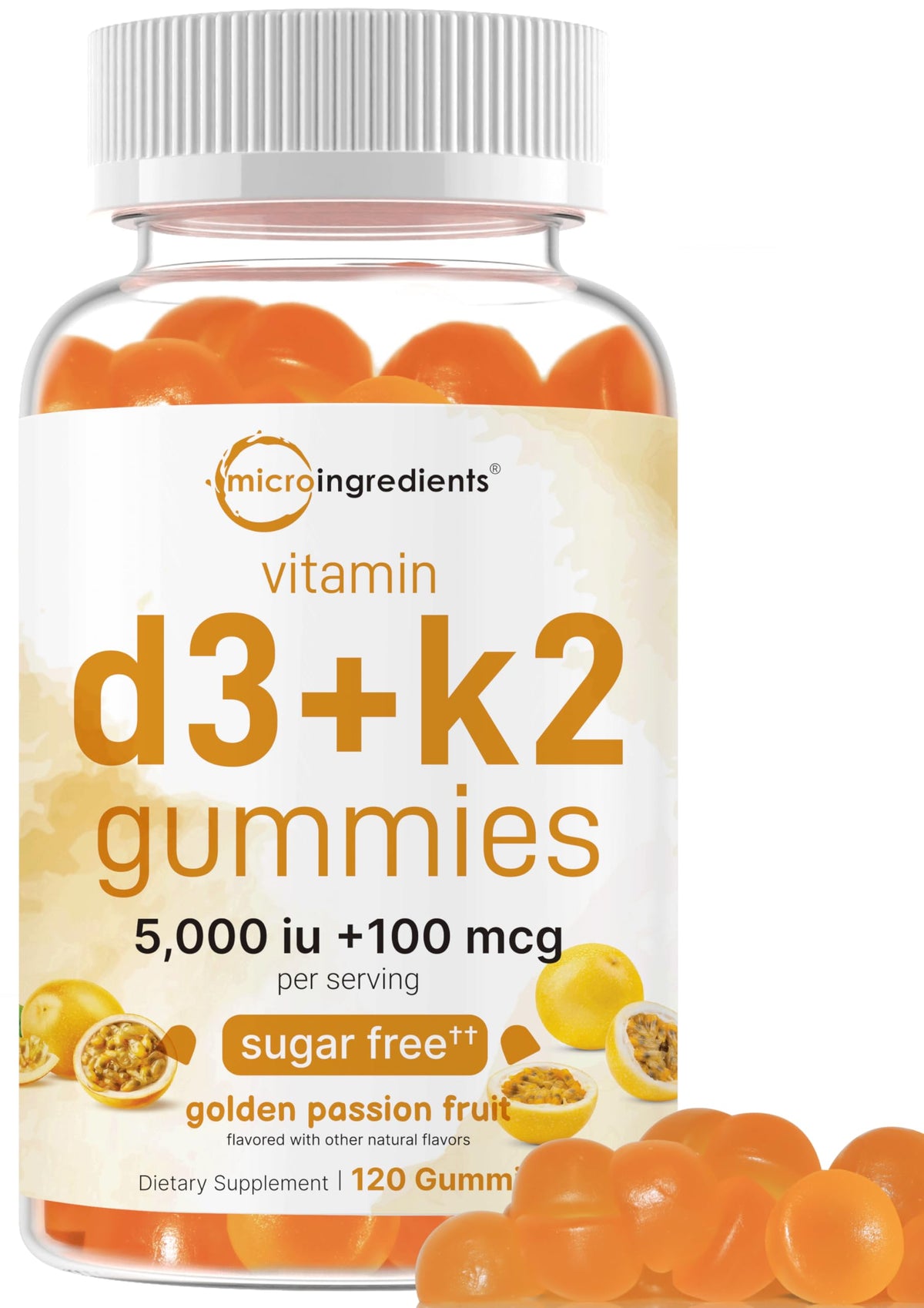 Micro Ingredients Vitamin D3 + K2 Gummies front view with packaging