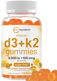 Micro Ingredients Vitamin D3 + K2 Gummies front view with packaging