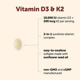 Micro Ingredients Vitamin D3 & K2 Softgels bottle with 90 count