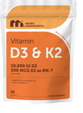 Micro Ingredients Vitamin D3 & K2 Softgels front view
