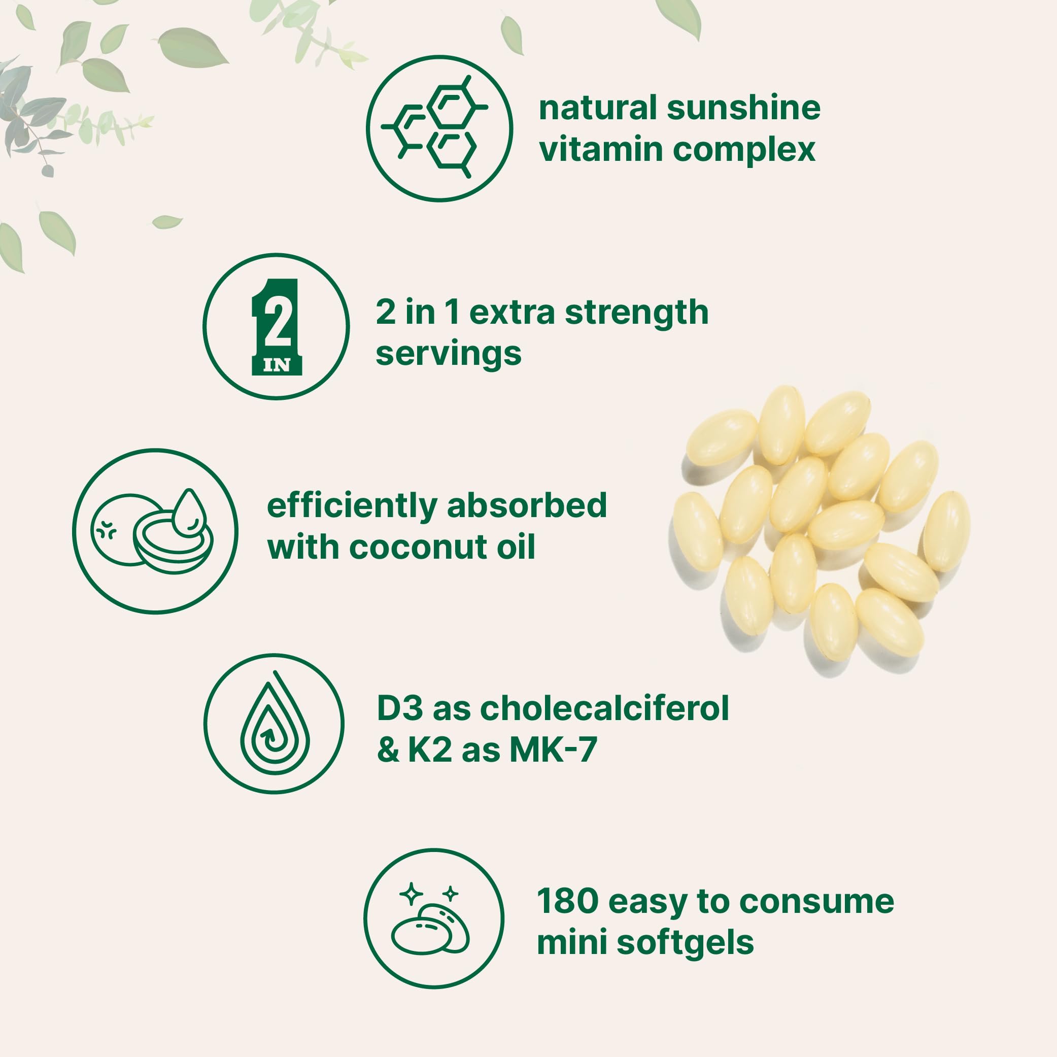 Micro Ingredients Vitamin D3 + K2 softgels side view