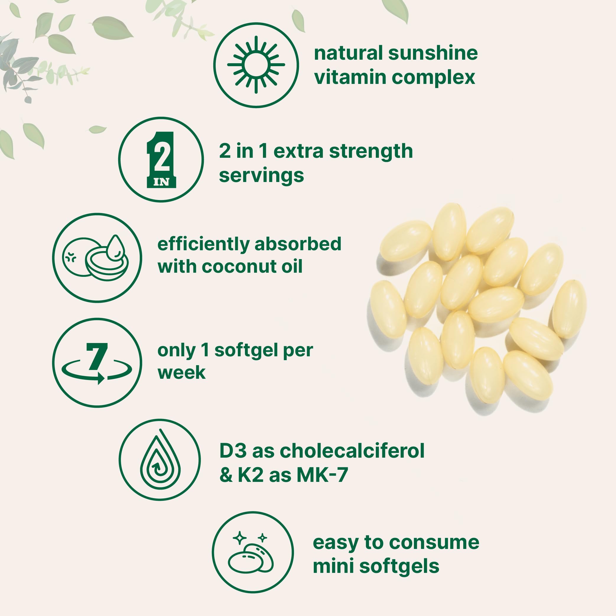 Micro Ingredients Vitamin D3 + K2 softgels with coconut oil