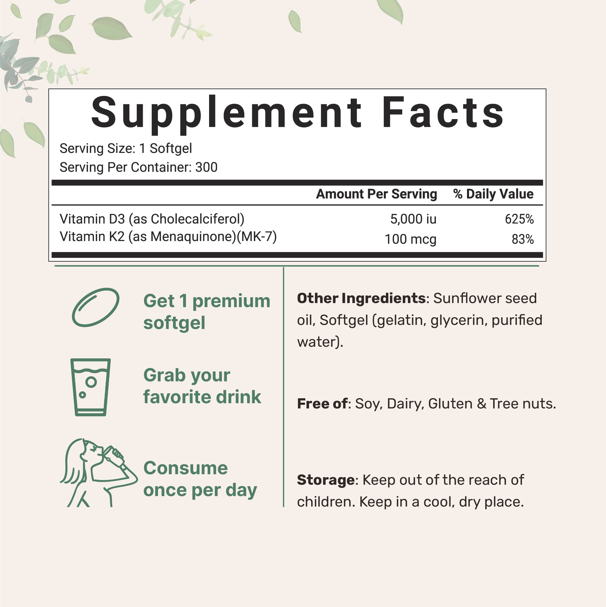 Micro Ingredients Vitamin D3 Plus K2 600 Softgels packaging