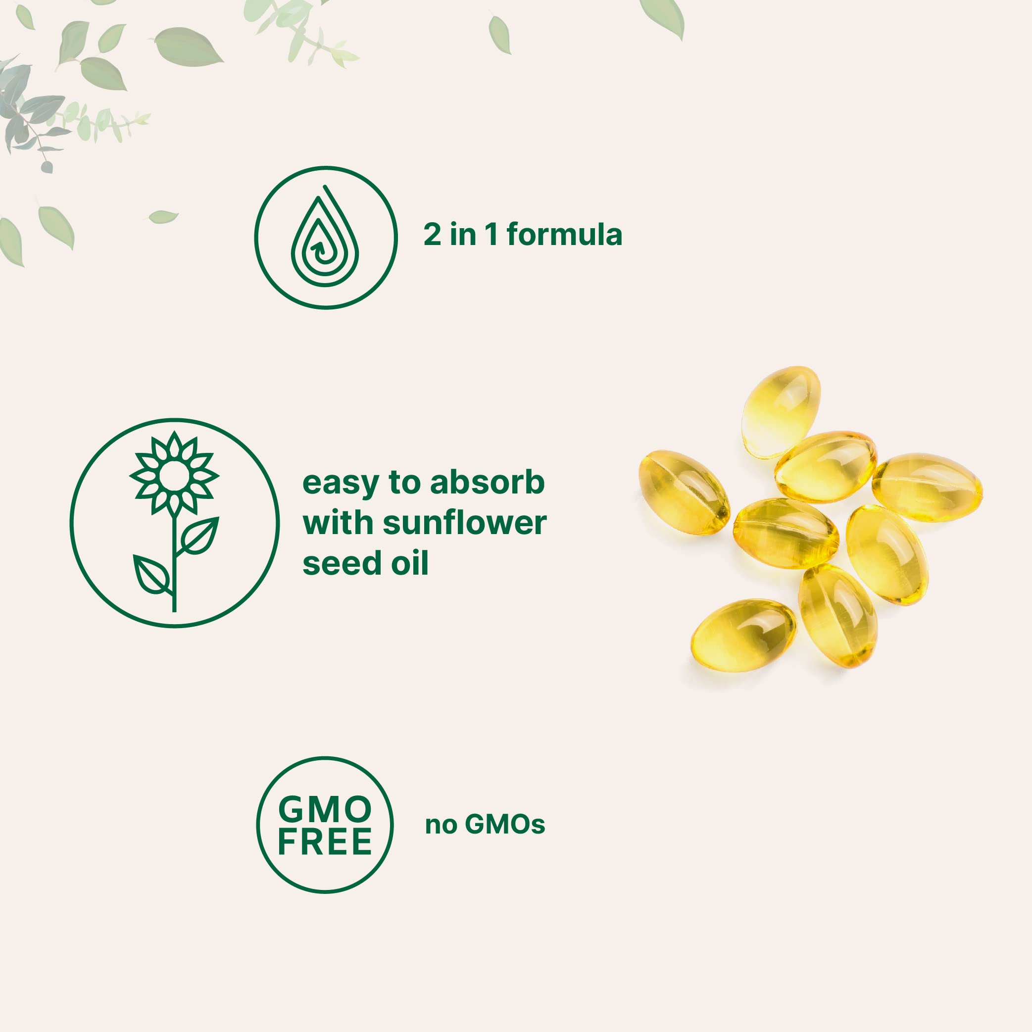 Micro Ingredients Vitamin D3 Plus MK7 K2 300 Softgels side view
