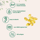 Micro Ingredients Vitamin D3 Plus MK7 Vitamin K2 bottle side view