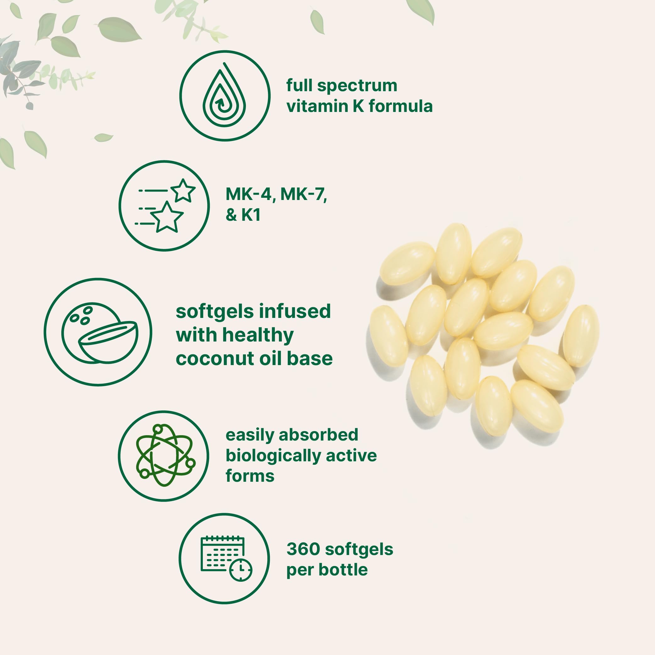 Micro Ingredients Vitamin K Softgel Complex showing softgel size