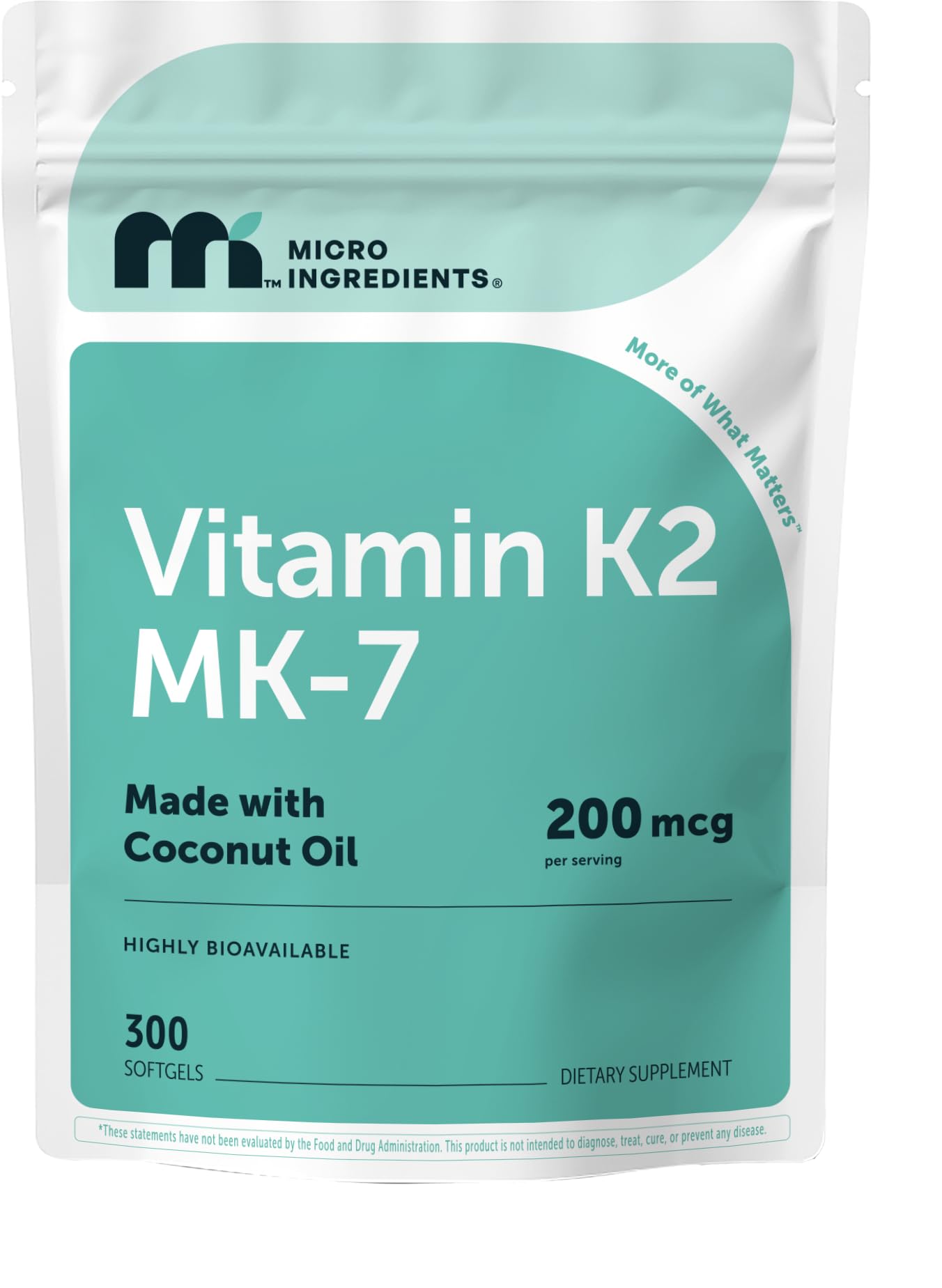 Micro Ingredients Vitamin K2 MK-7 200mcg softgel front view