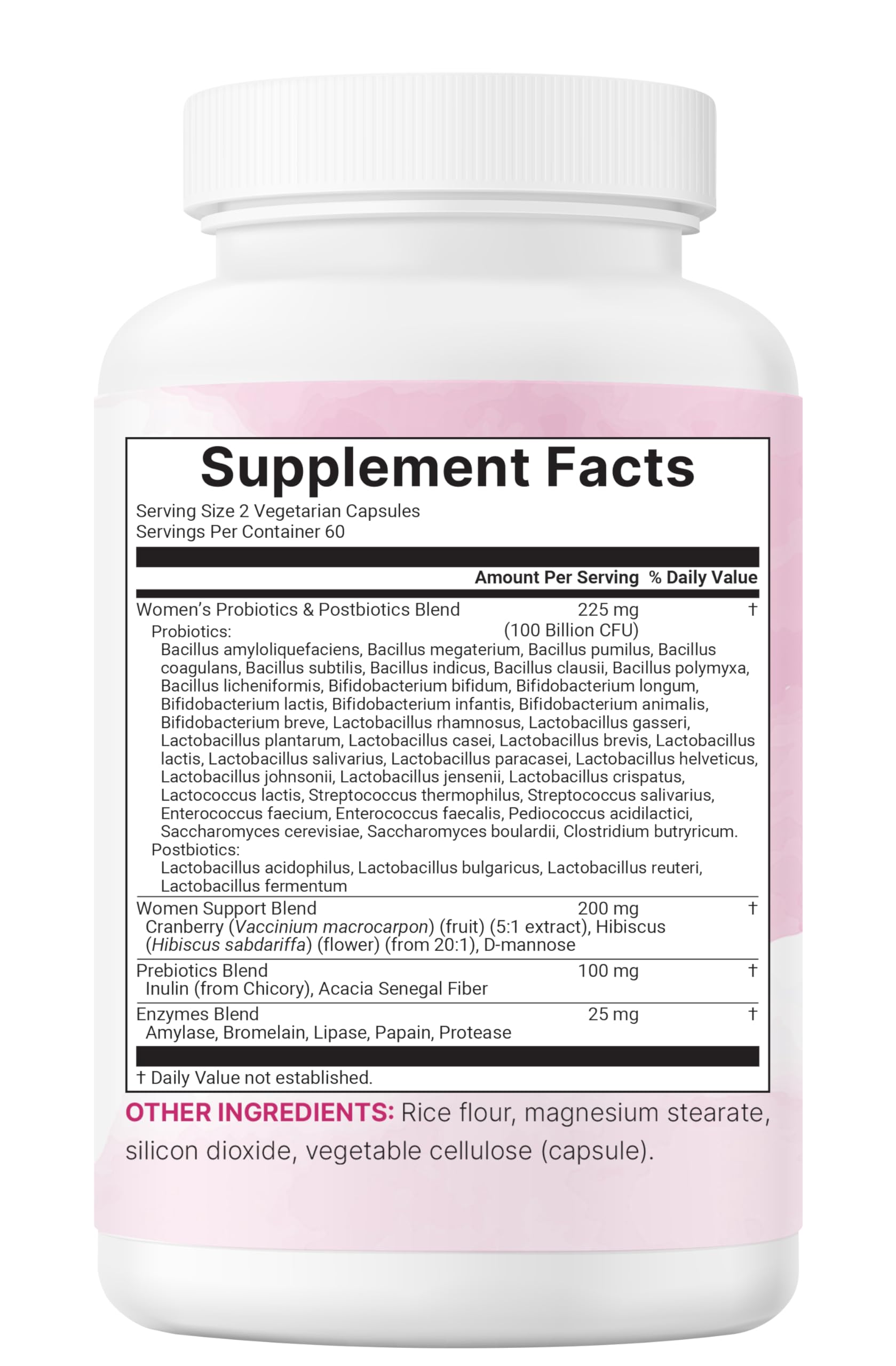 Micro Ingredients Women's Probiotic Veggie Capsules on a wooden table