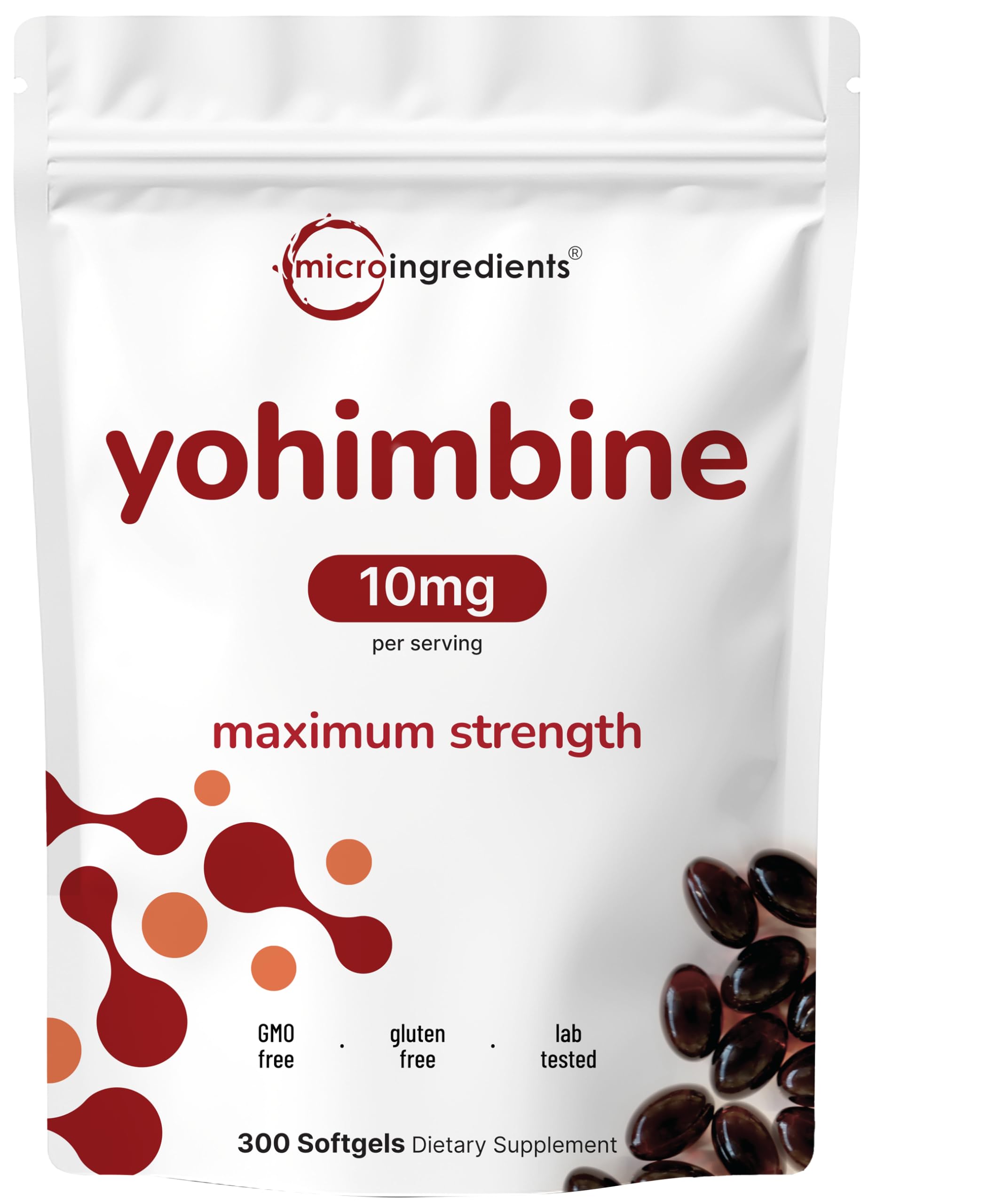 Micro Ingredients Yohimbine HCL 10mg 300 Soft-Gels front view