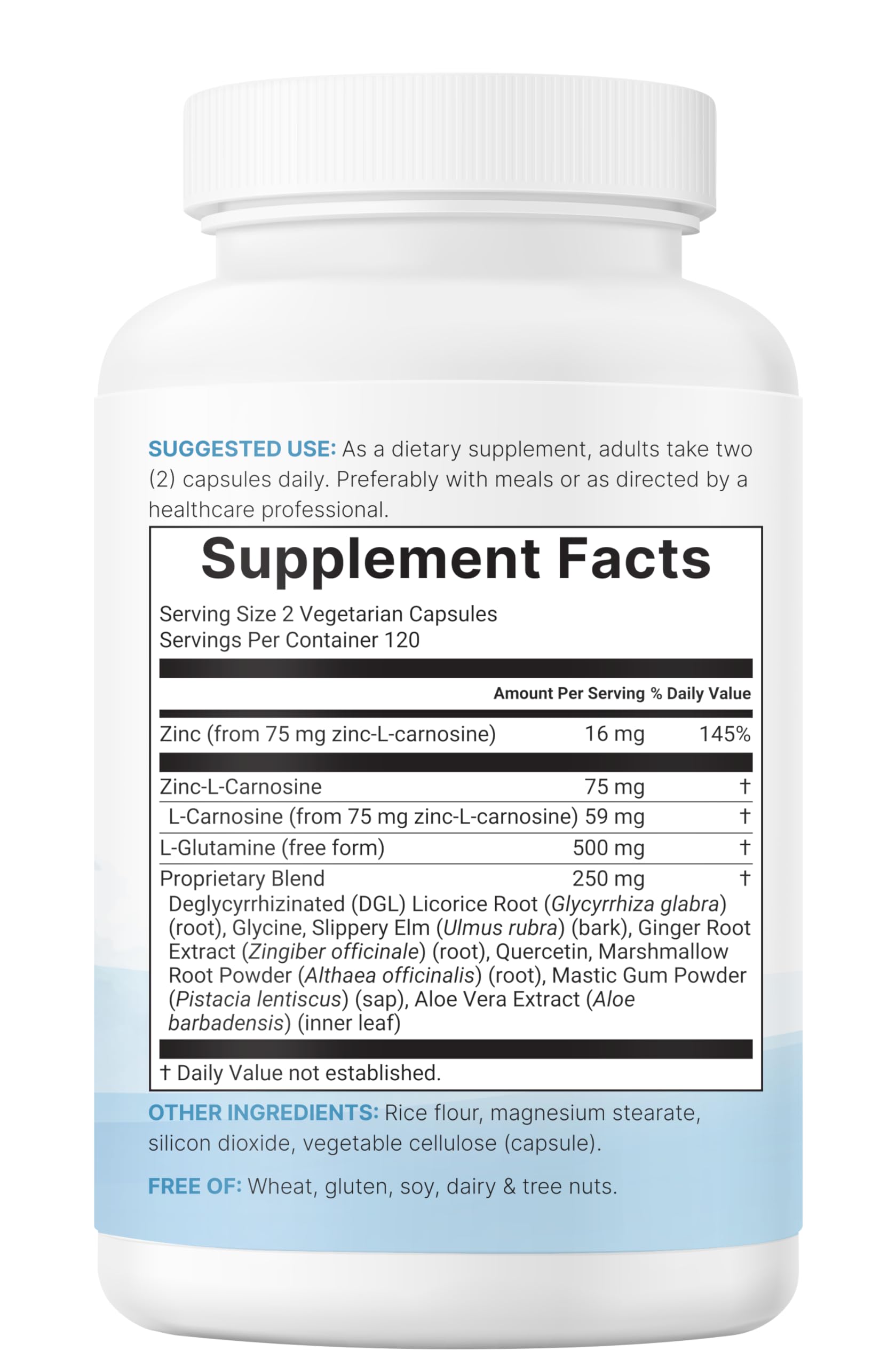 Micro Ingredients Zinc Carnosine 10-in-1 Complex capsules on a wooden surface