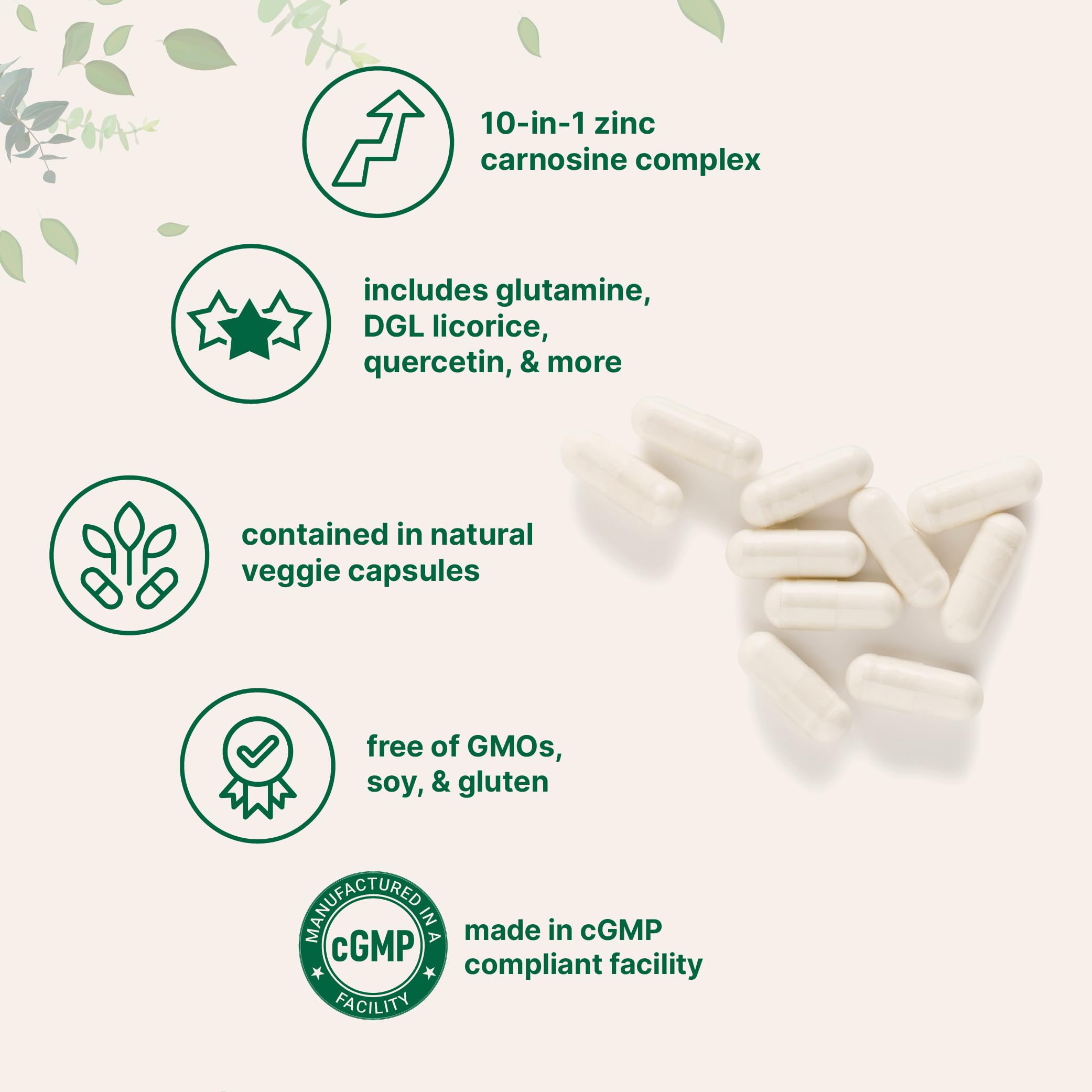 Micro Ingredients Zinc Carnosine 10-in-1 Complex nutritional information