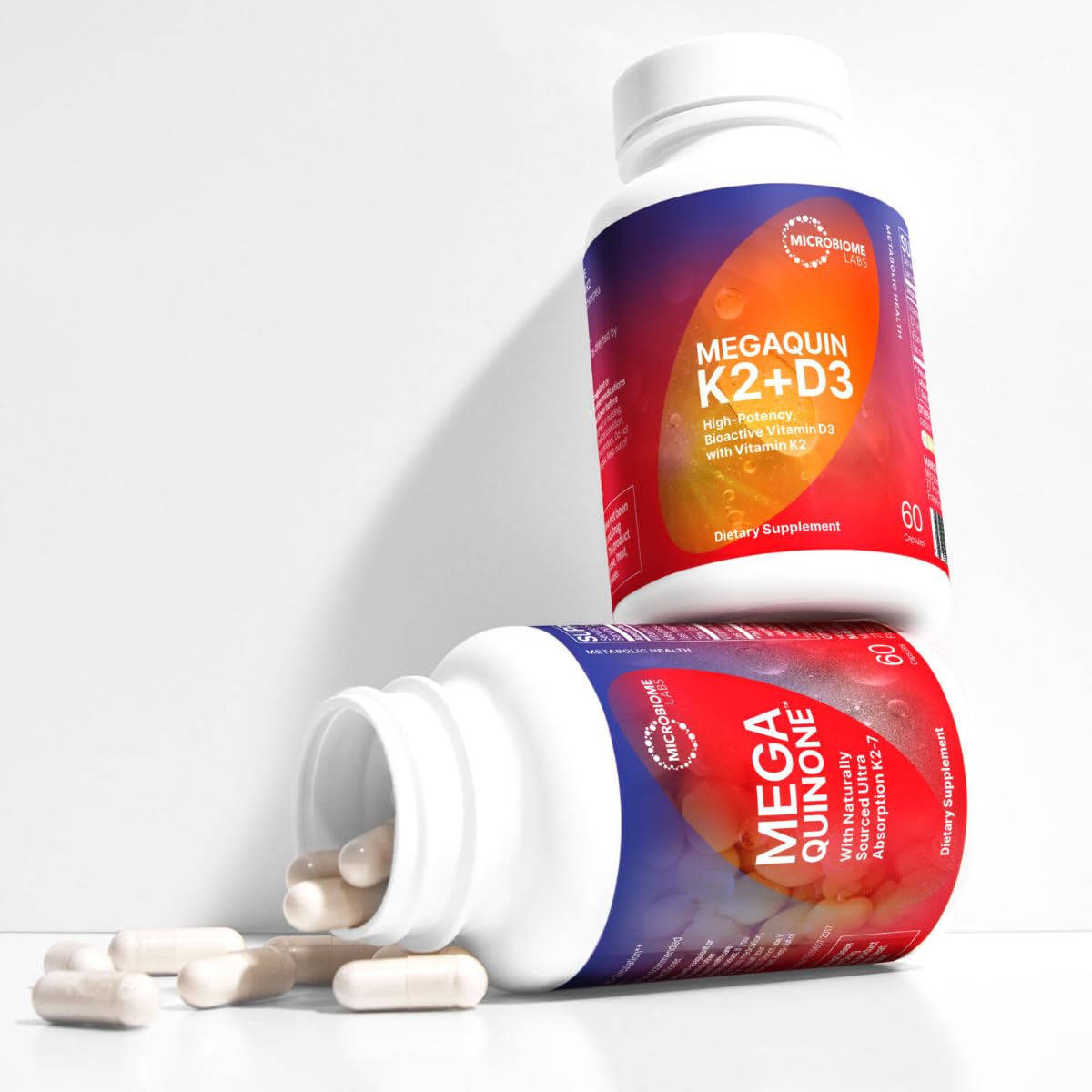 Microbiome Labs MegaQuinD3 Vitamin D3 + K2 Supplement capsule close-up