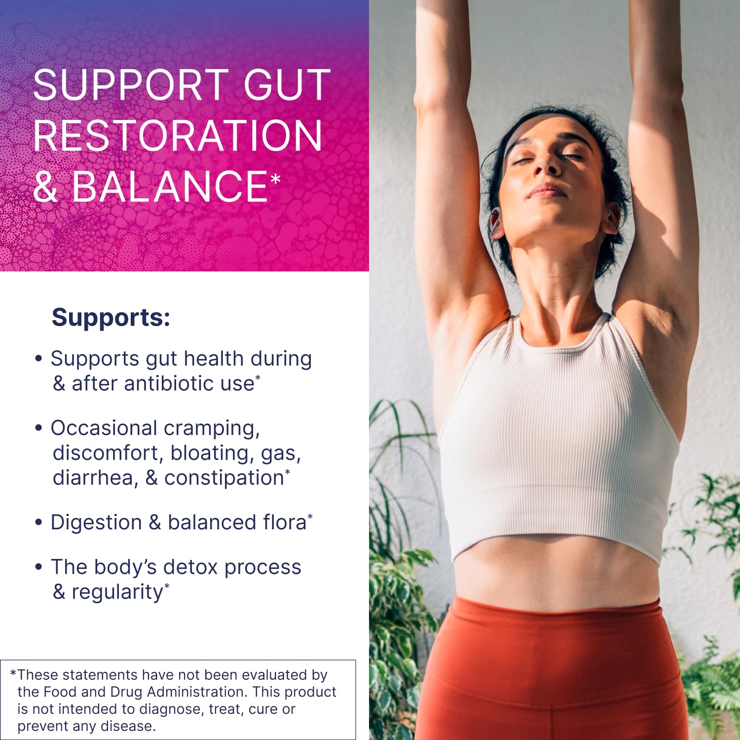 Microbiome Labs Probiotic Supplement 50g back view showing ingredients
