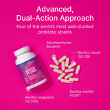 Microbiome Labs Probiotic Supplement 50g side view with capsules