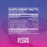 Microbiome Labs RestorFlora PD Probiotic Capsules on a wooden table
