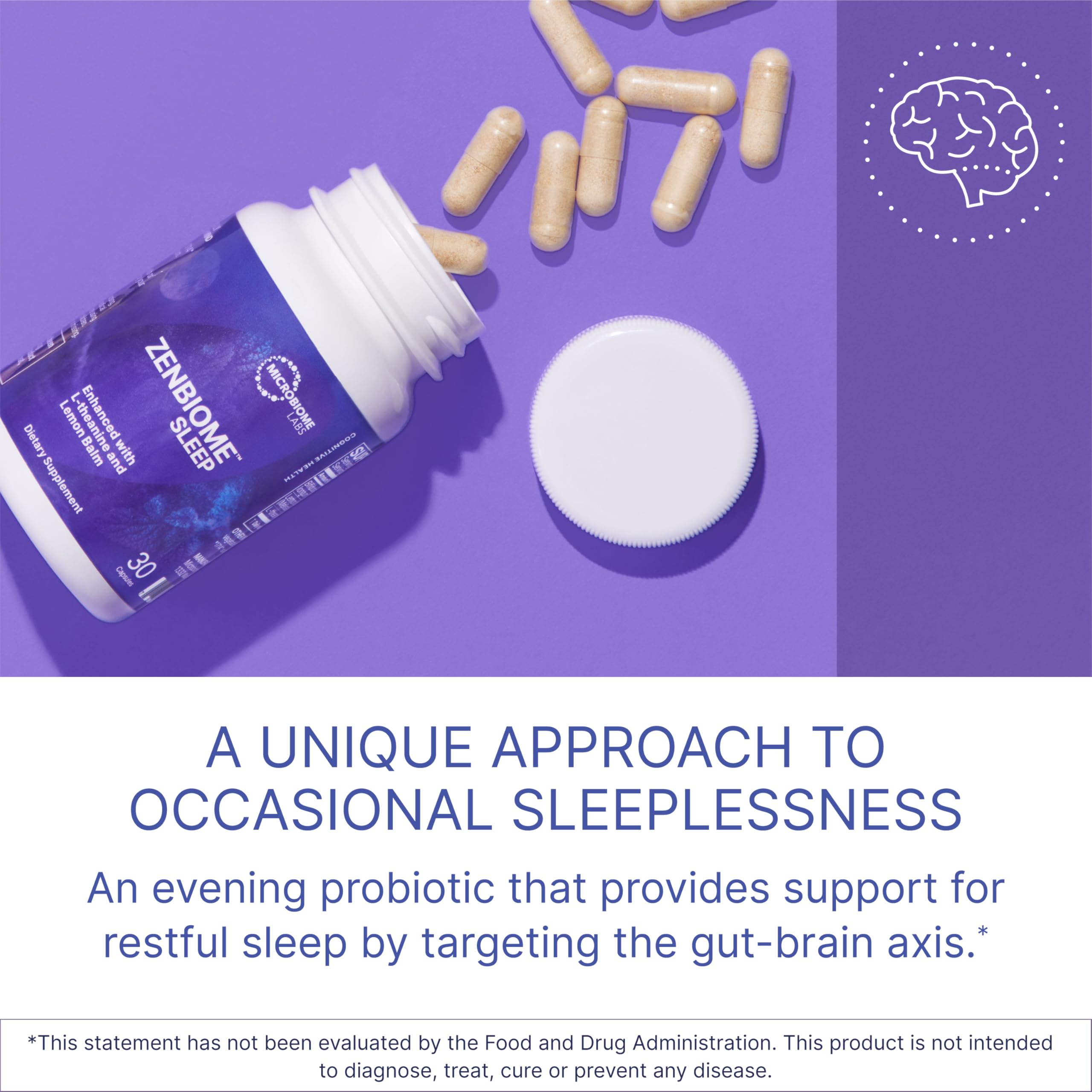 Microbiome Labs Zenbiome Sleep capsules in a hand