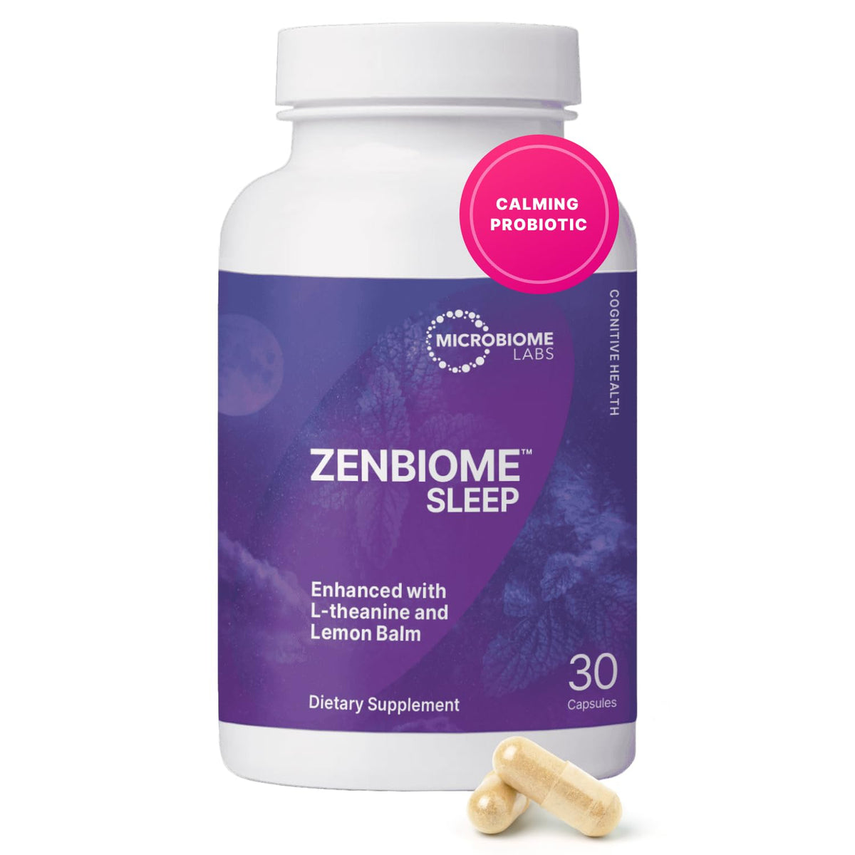 Microbiome Labs Zenbiome Sleep supplement bottle front view