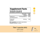 Mida Health Vitamin D3 & K2 Supplement lifestyle scene with healthy foods