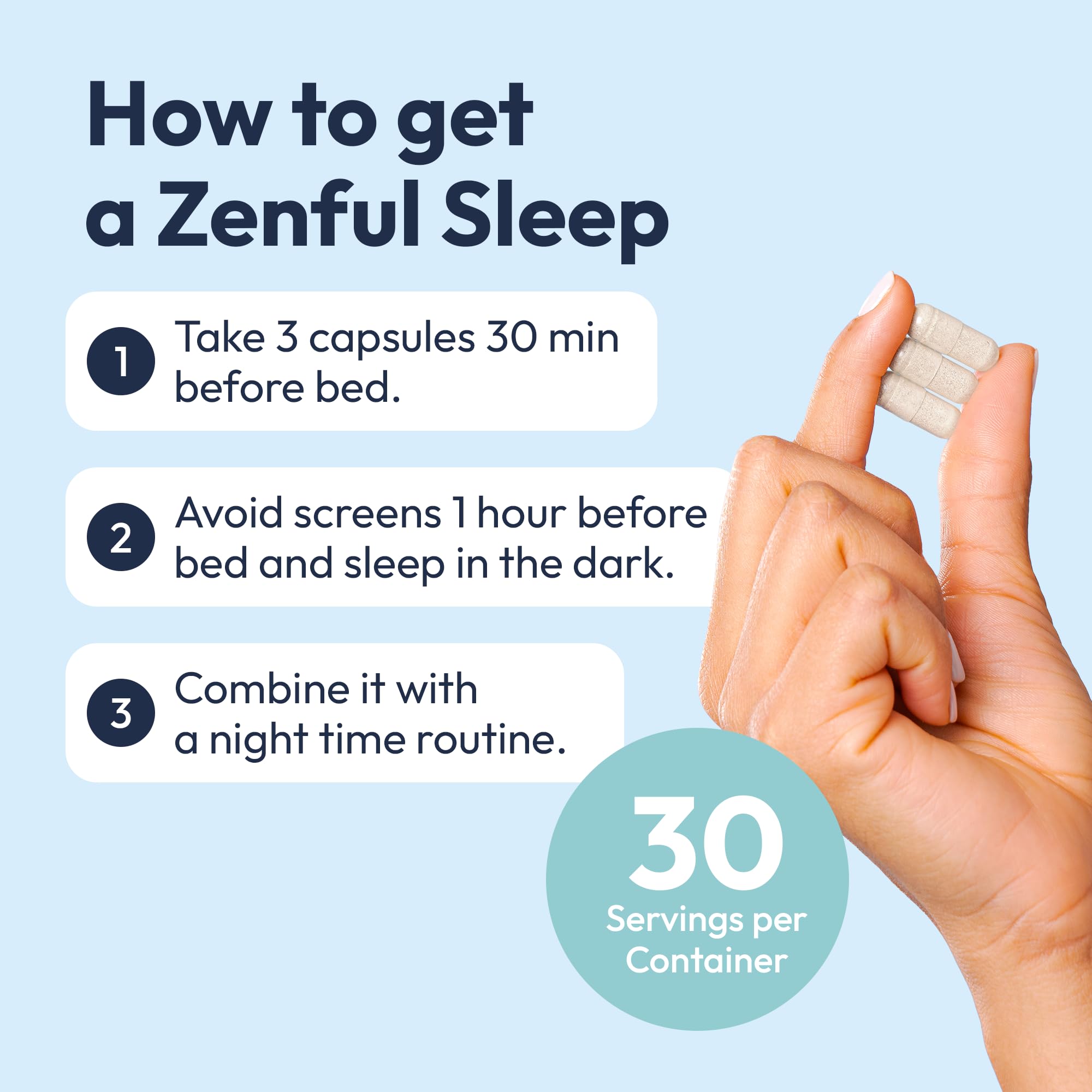 Mida Health Zenful Sleep Supplement displayed with calming background
