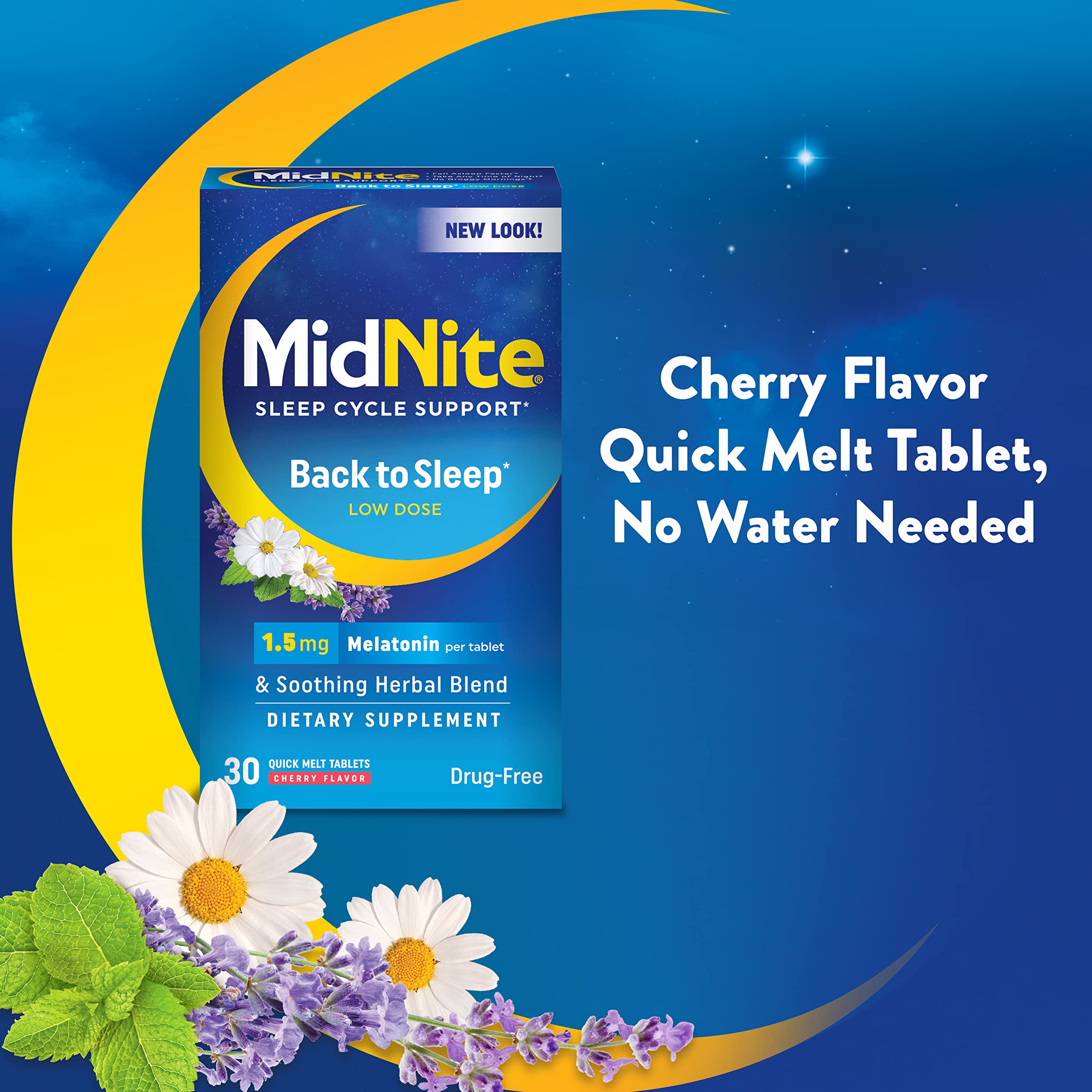 MidNite Back to Sleep 1.5 mg tablets close-up