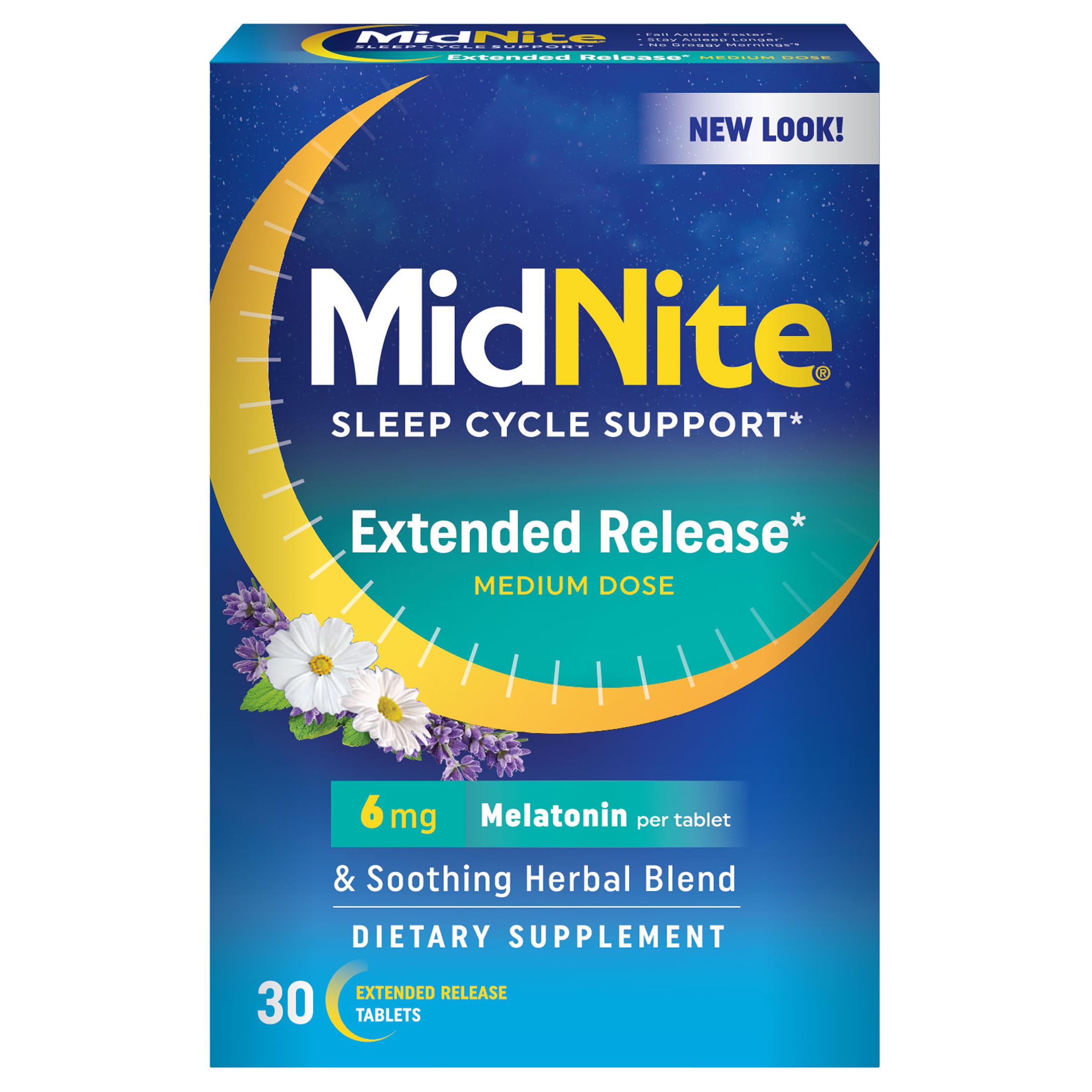 MidNite Extended Release Melatonin Sleep Aid 6 mg tablet front view