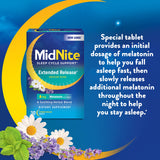 MidNite Extended Release Melatonin Sleep Aid tablet in hand