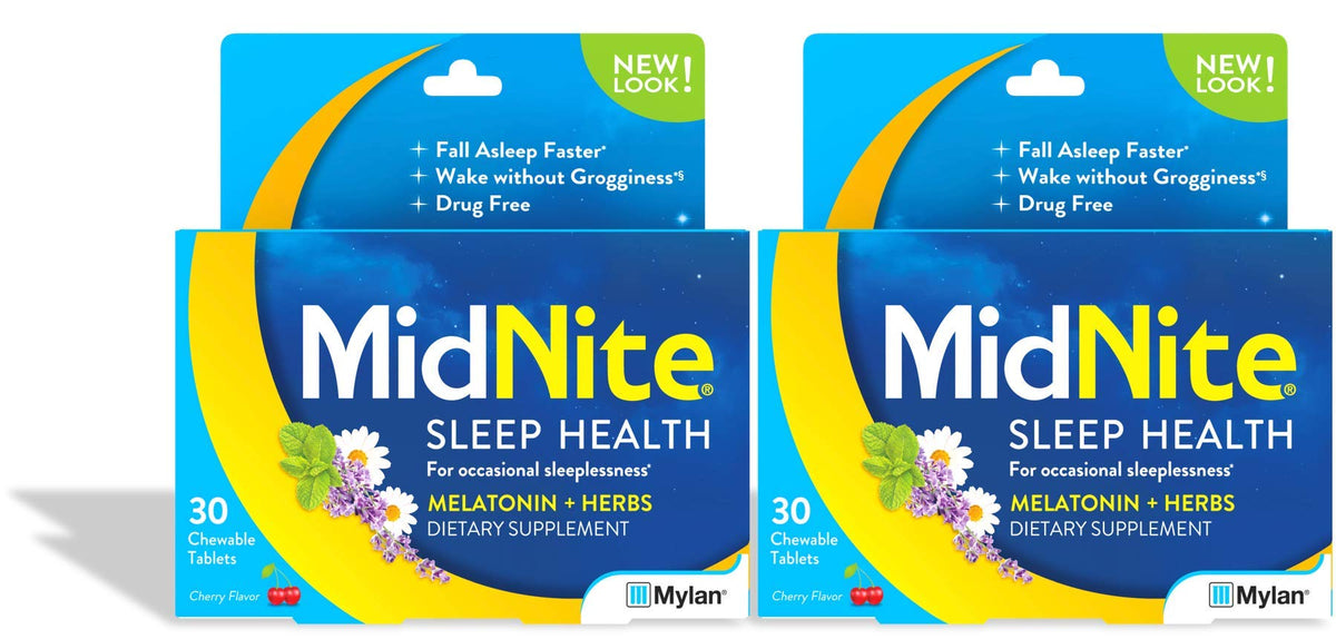 MidNite Natural Sleep Supplement chewable tablets front view