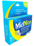 MidNite Natural Sleep Supplement chewable tablets on a wooden table
