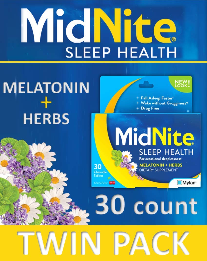 MidNite Natural Sleep Supplement tablets in a hand