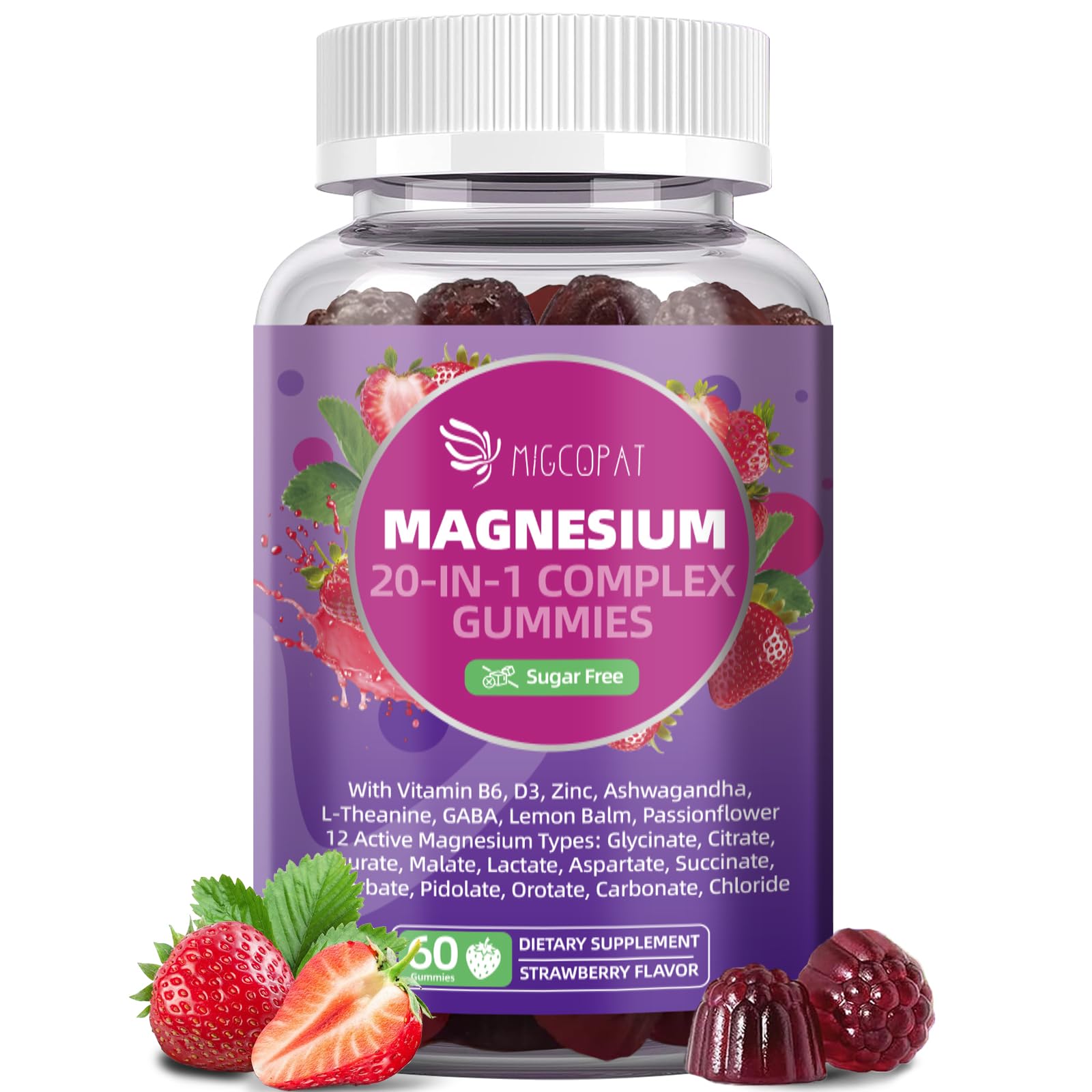 Migcopat 20-in-1 Magnesium Gummies 240g front view