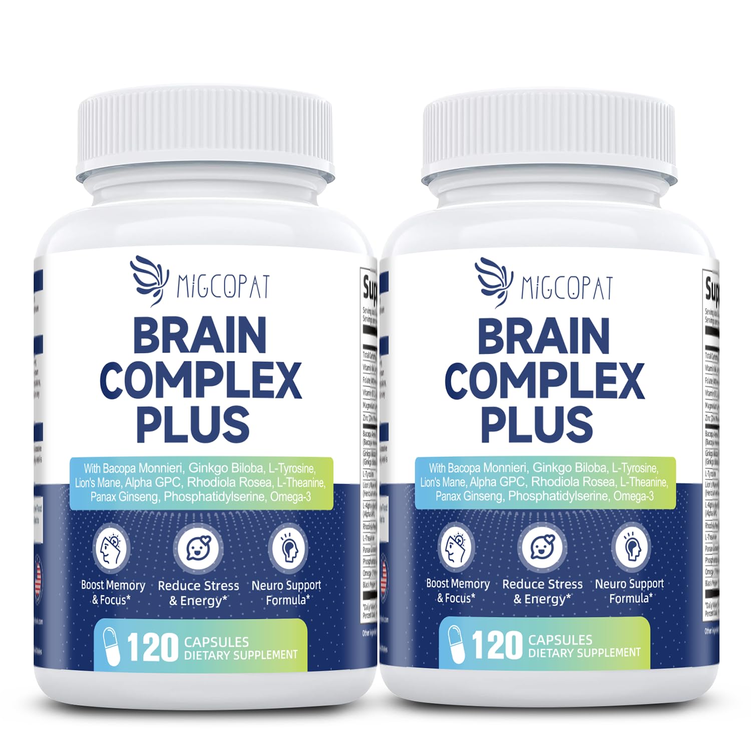 Migcopat Cognitive Support Supplement front view with packaging