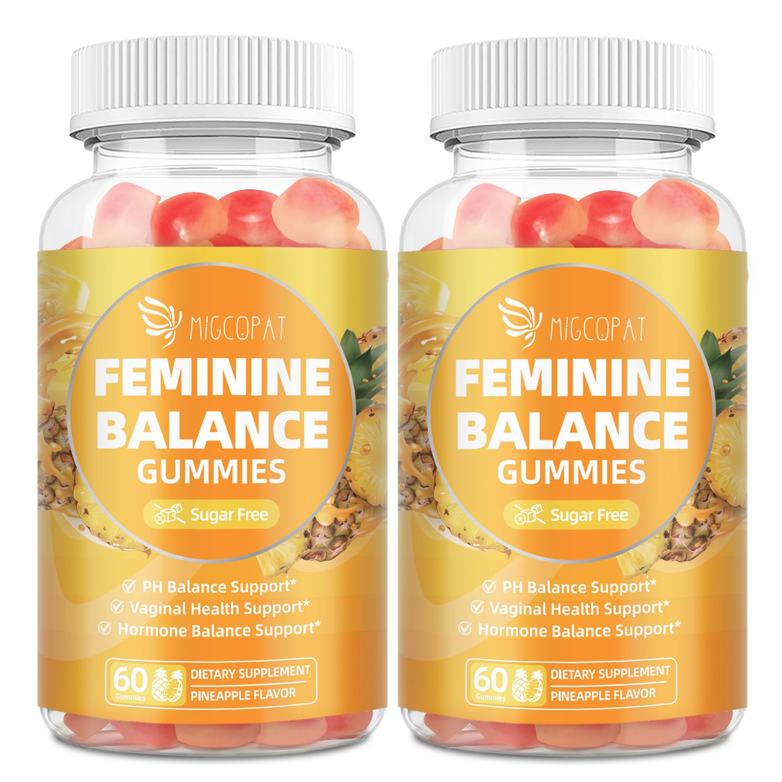 Migcopat Daily Wellness Gummies for Women front view, pineapple flavour