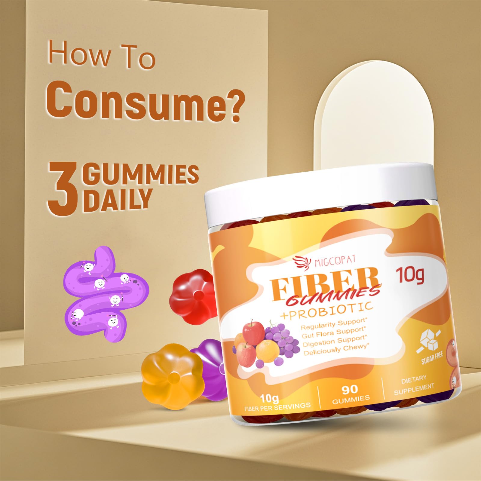 Migcopat Dietary Fiber Gummies in a bowl ready to eat