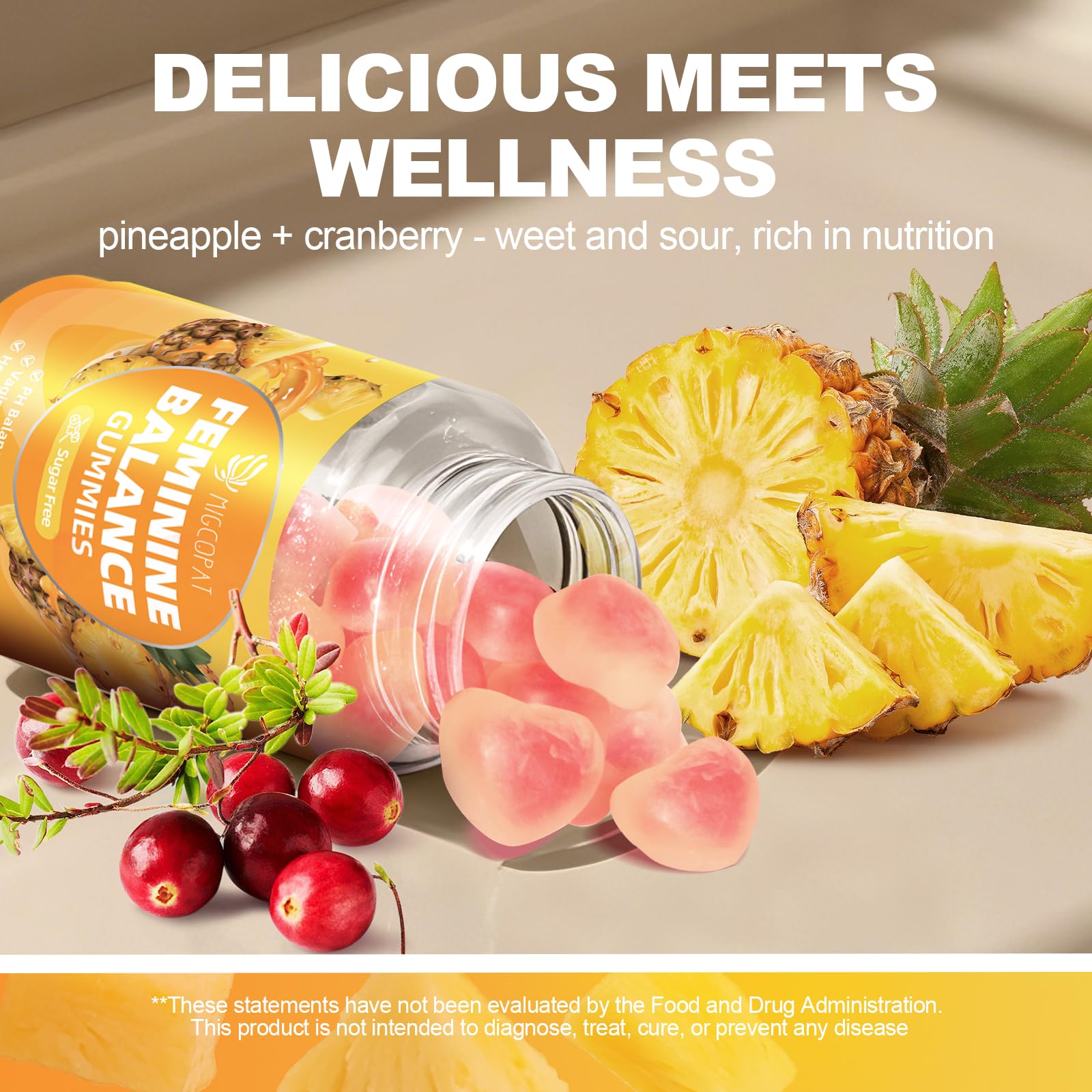 Migcopat Feminine Balance Gummies in a hand