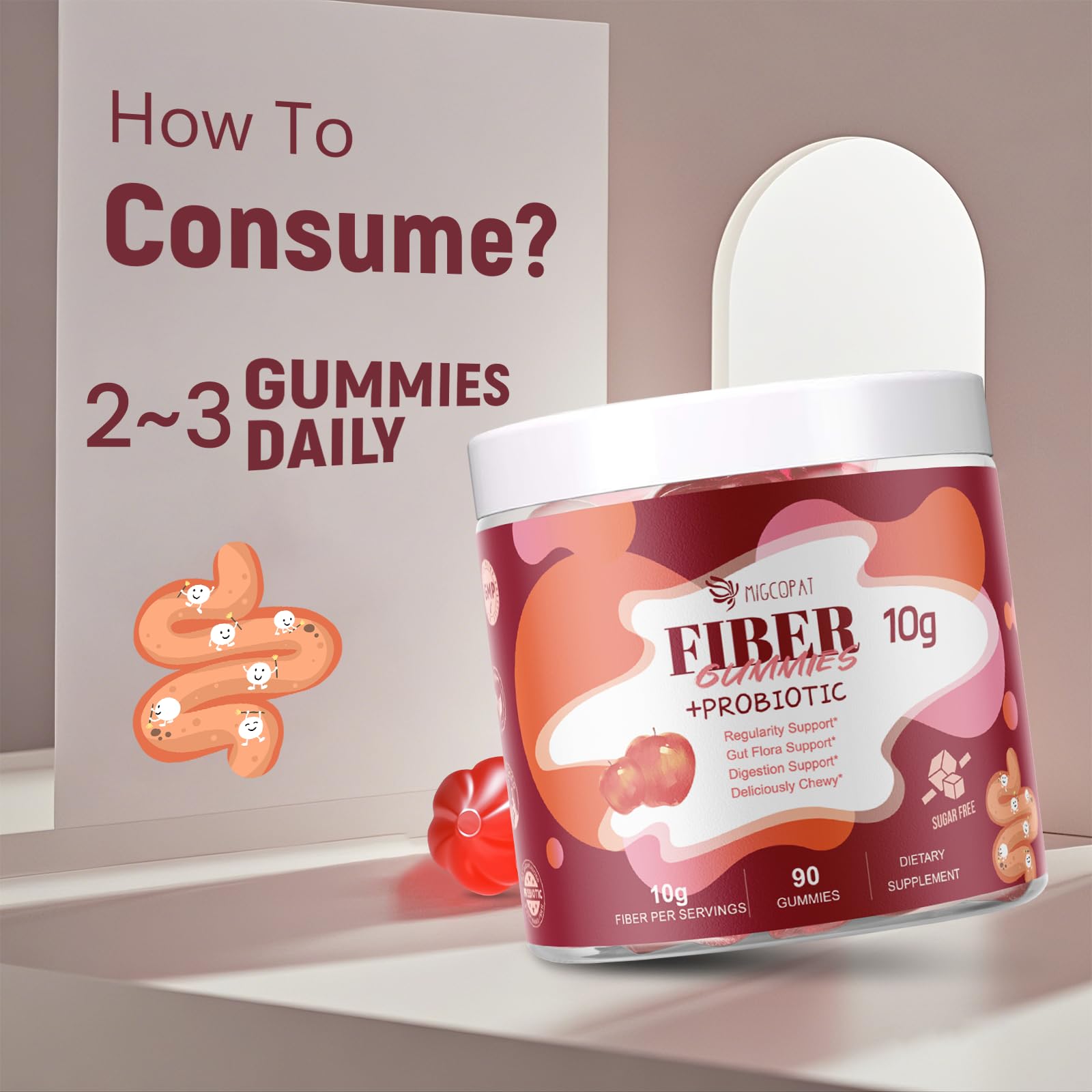 Migcopat Fiber Gummies 100g side view packaging