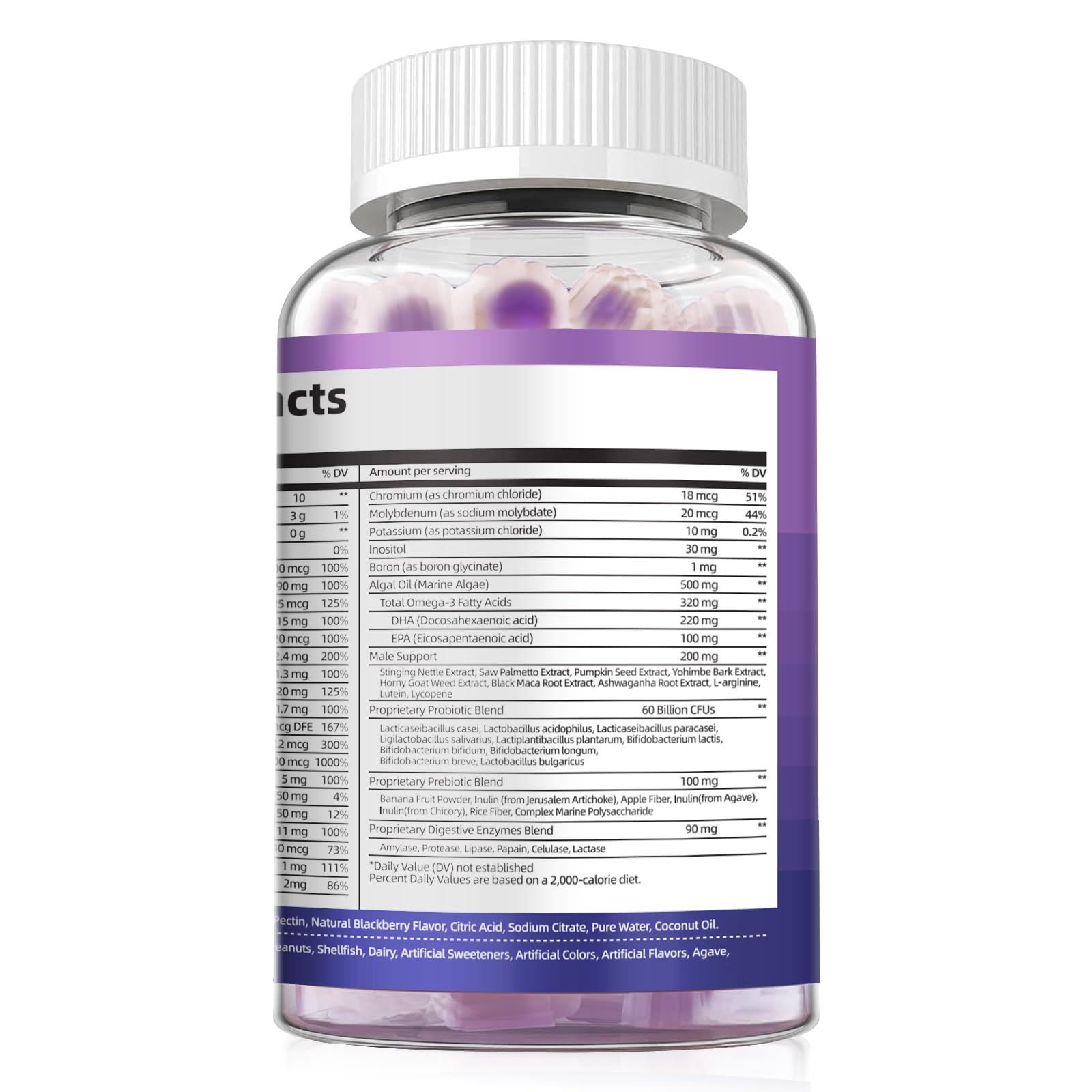 Migcopat Men's Multivitamin Gummies displayed with fresh blackberries