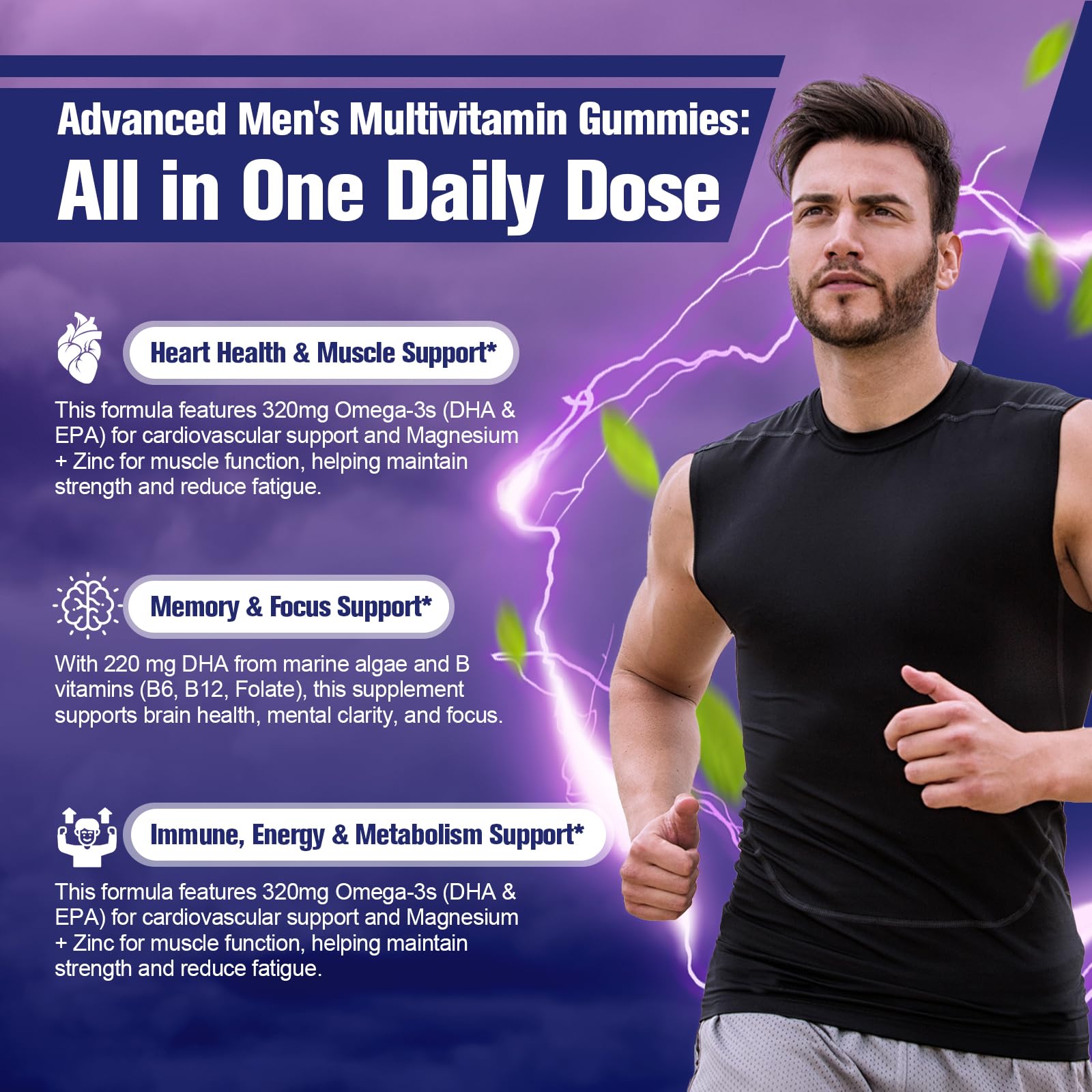 Migcopat Men's Multivitamin Gummies showing two gummies