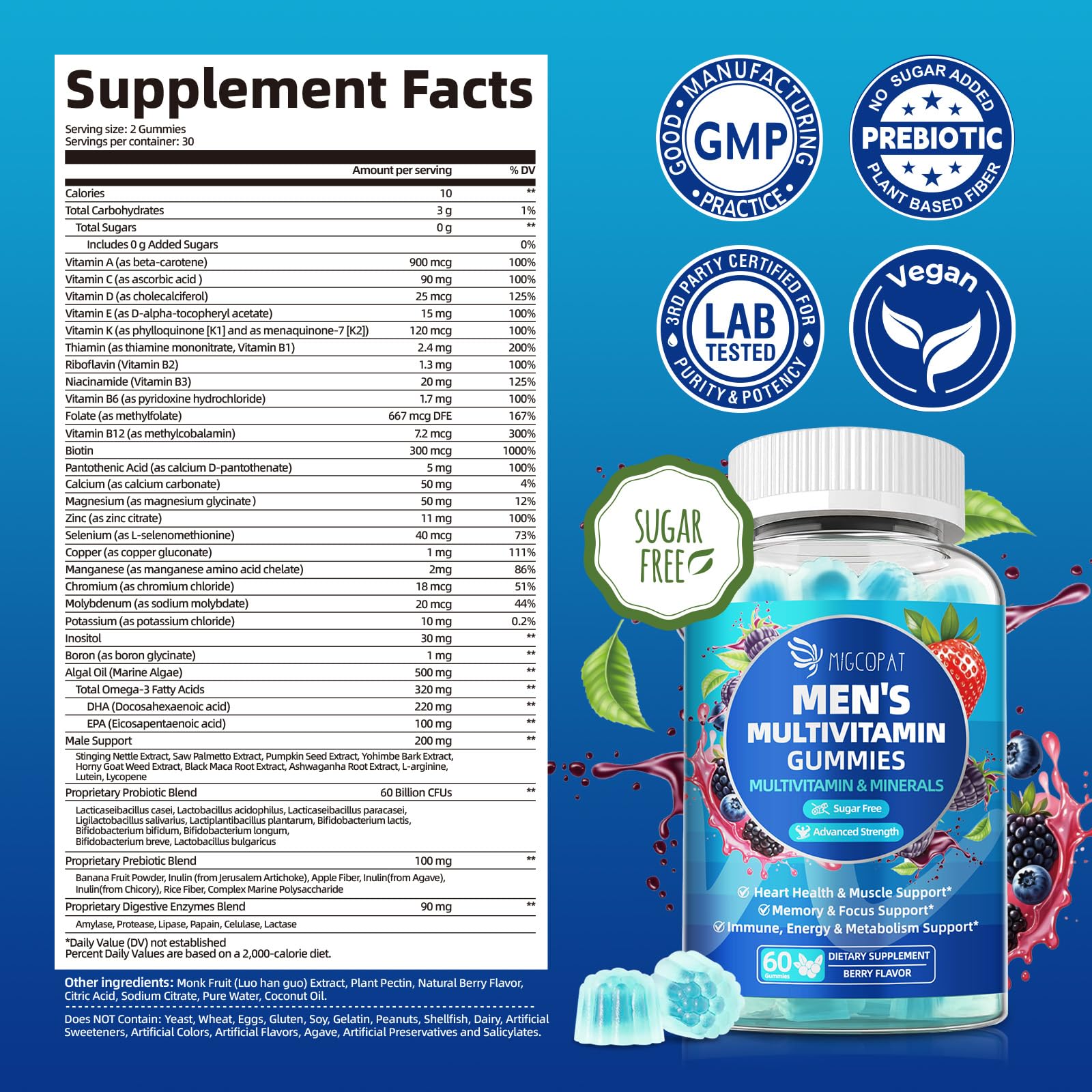 Migcopat Multivitamin Gummies for Men berry-flavoured gummies close-up