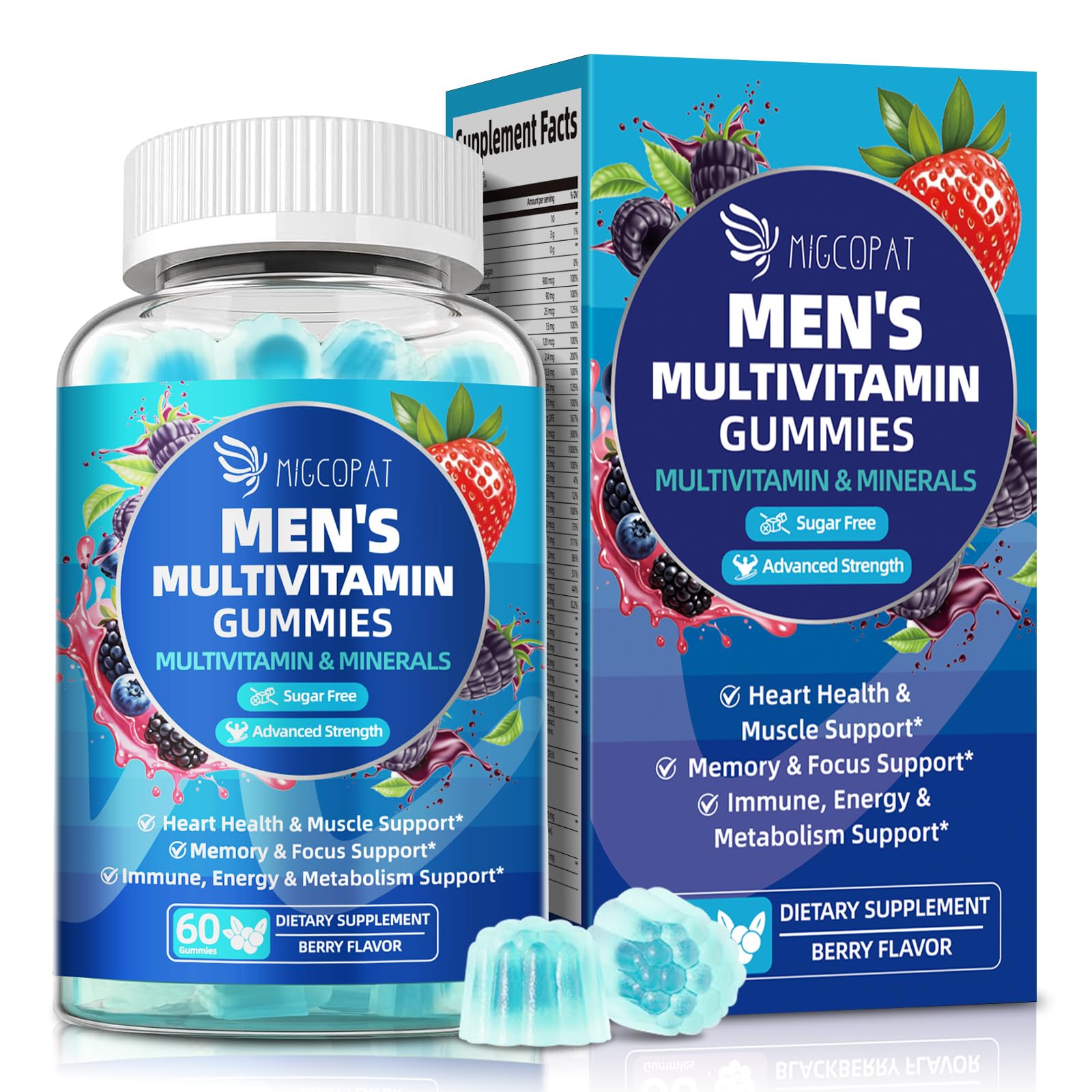 Migcopat Multivitamin Gummies for Men front view with packaging