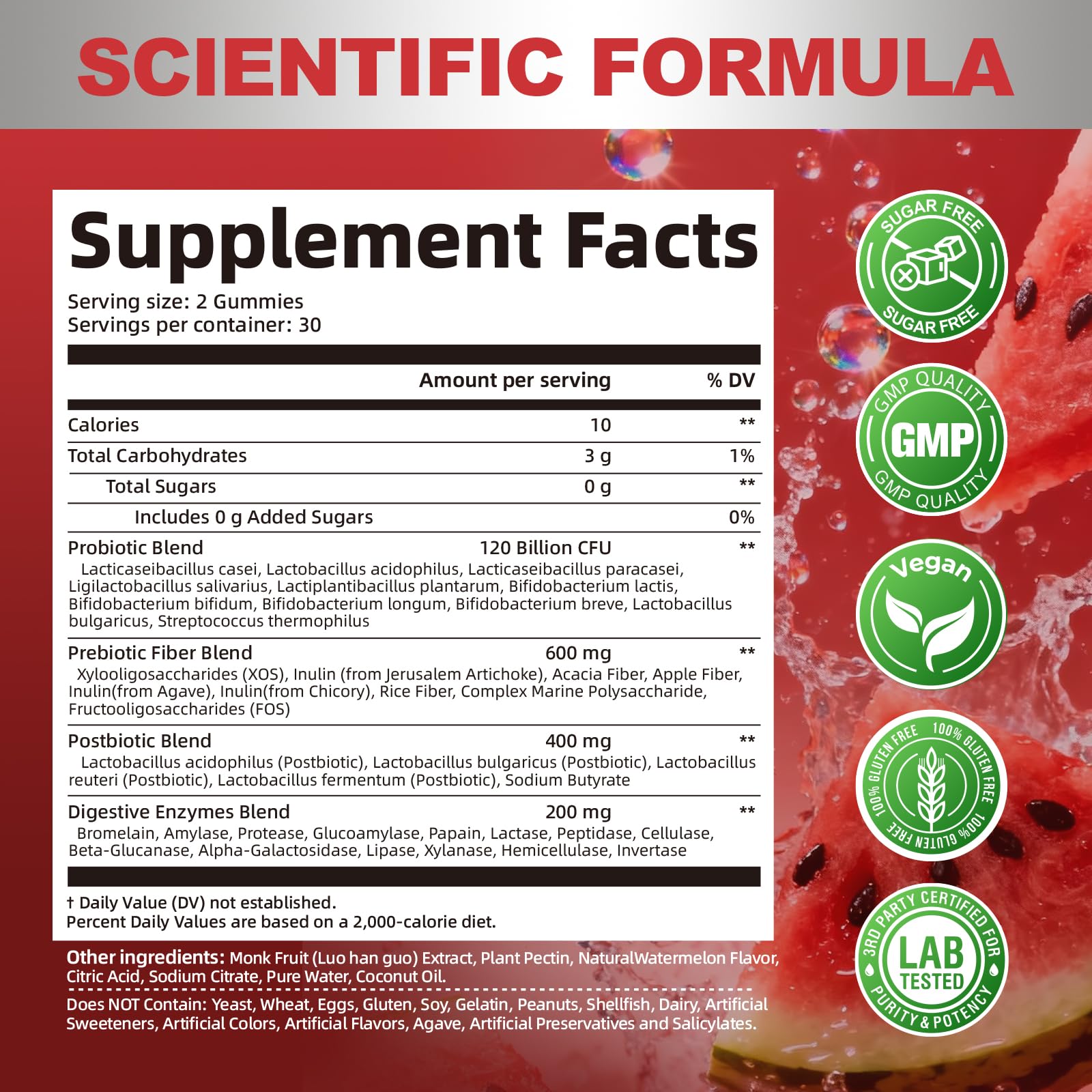 Migcopat Prebiotics Gummies nutritional information