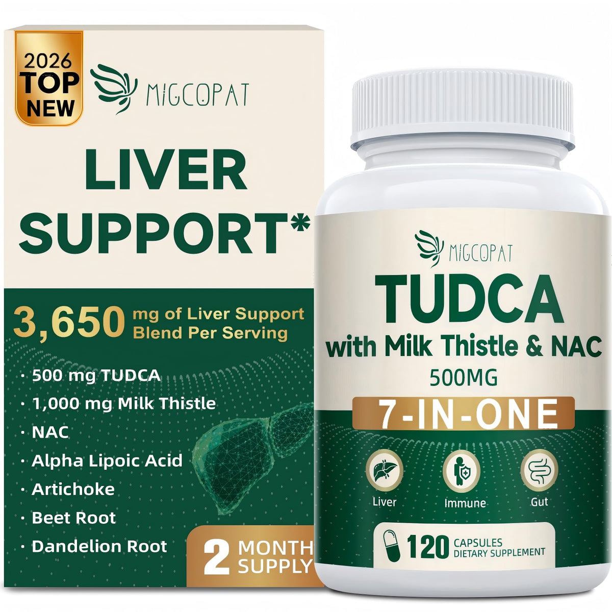 Migcopat TUDCA Liver Support Supplement bottle front view