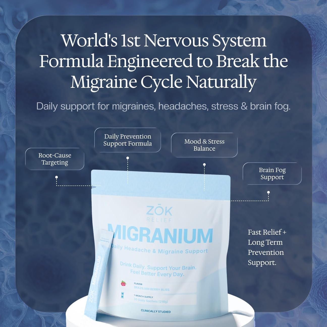 Migranium Daily Wellness Drink 181g back view with ingredient list