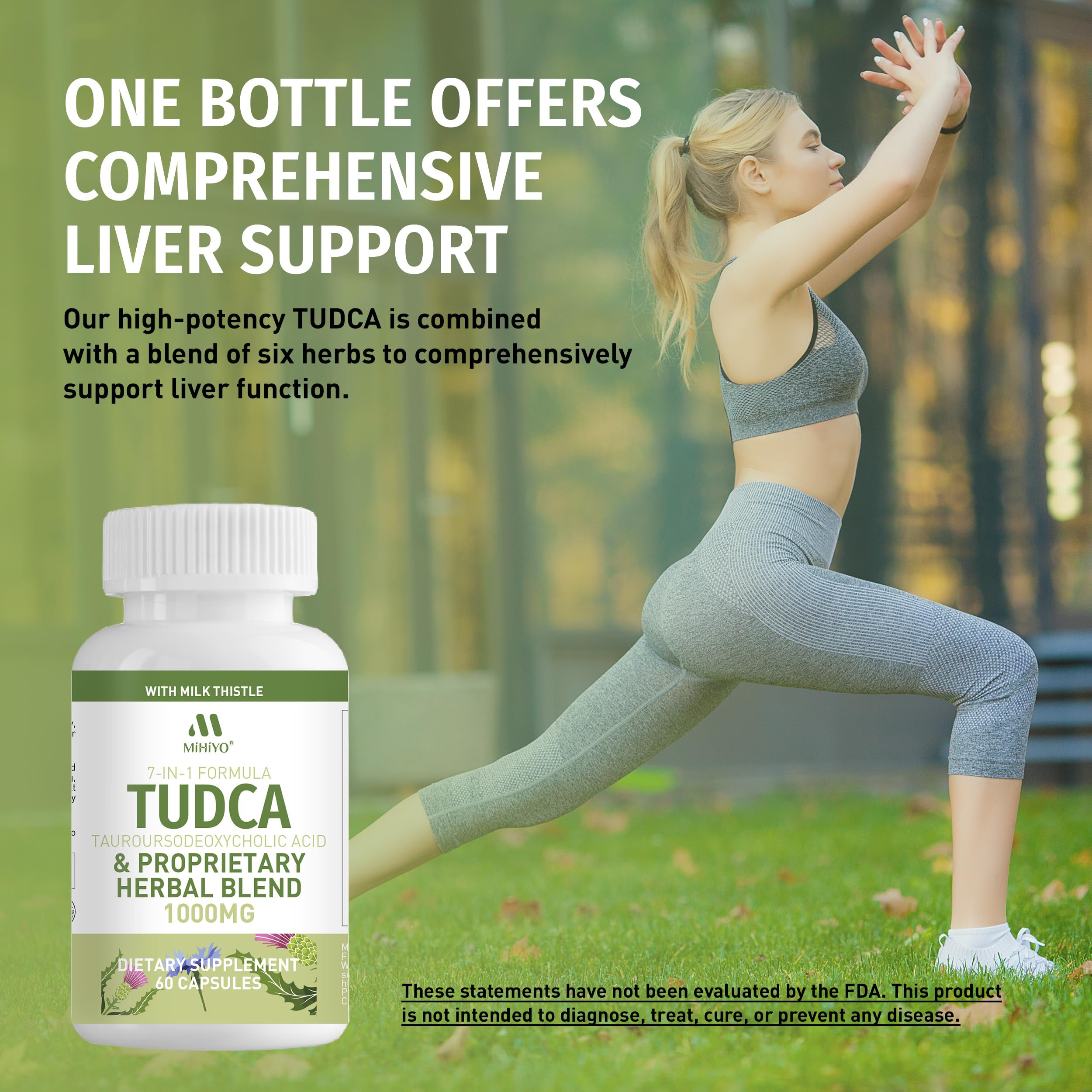 MIHIYO Liver Extract Supplement capsules on a wooden surface
