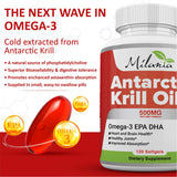 MILANIA Antarctic Krill Oil bottle with 120 softgel capsules