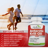 MILANIA Antarctic Krill Oil softgel capsules in a bowl