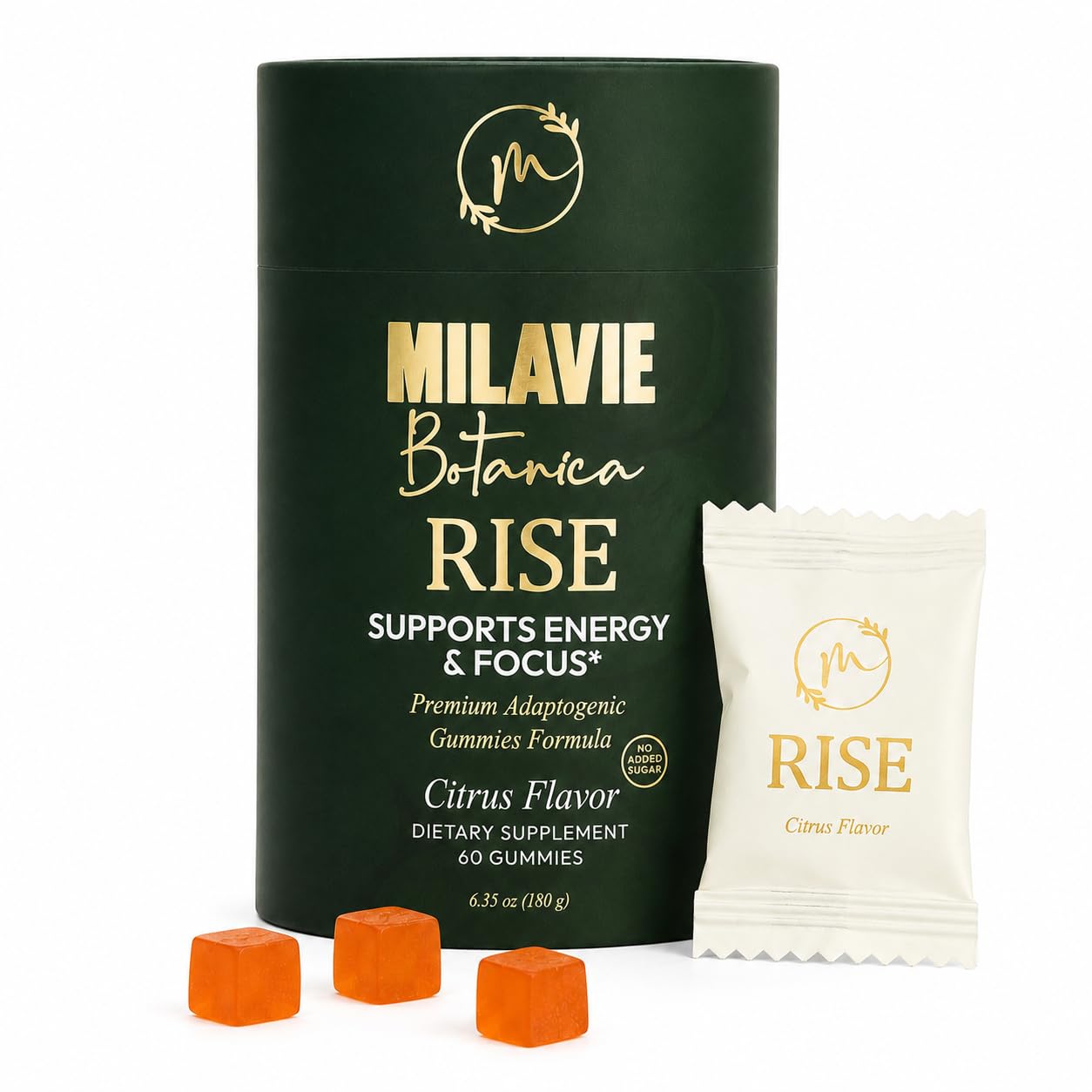 MILAVIE Botanica Rise Energy & Focus Gummies front view