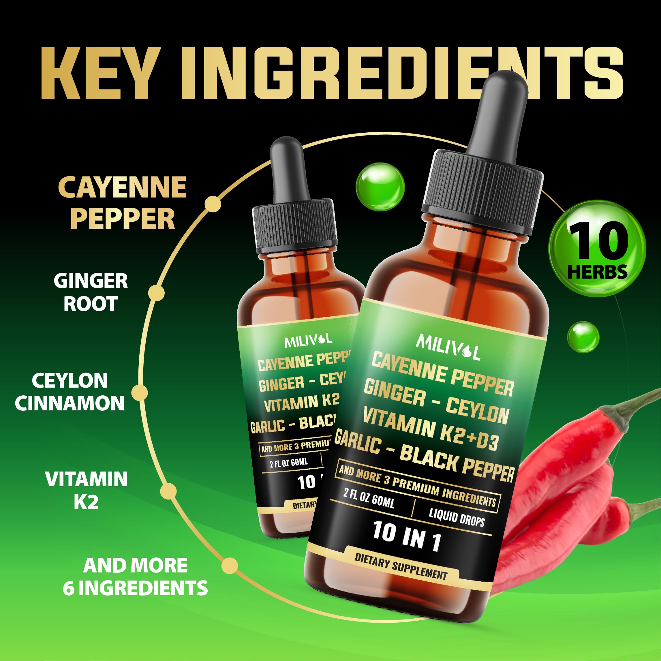 MILIVOL Cayenne Pepper Liquid Drops ingredients list