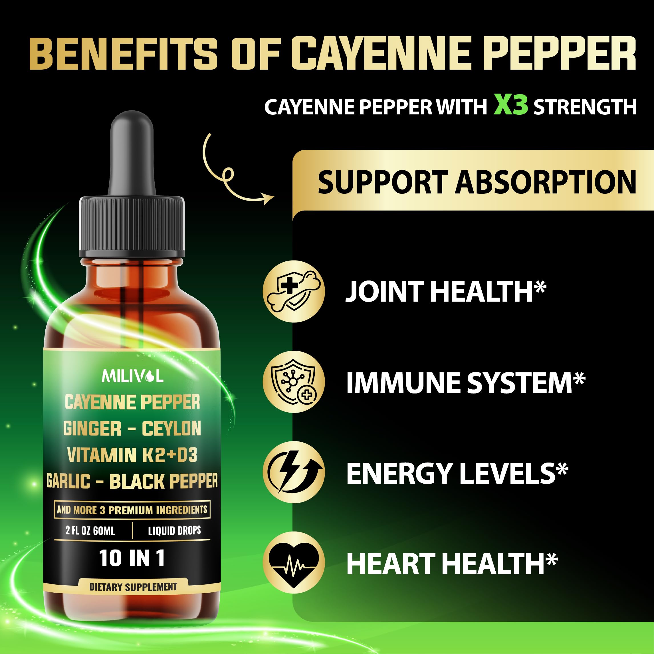 MILIVOL Cayenne Pepper Liquid Drops lifestyle scene