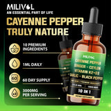MILIVOL Cayenne Pepper Liquid Drops product label close-up