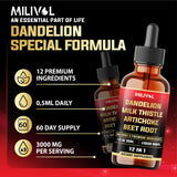 MILIVOL Dandelion Root Tincture 30ml on wooden table